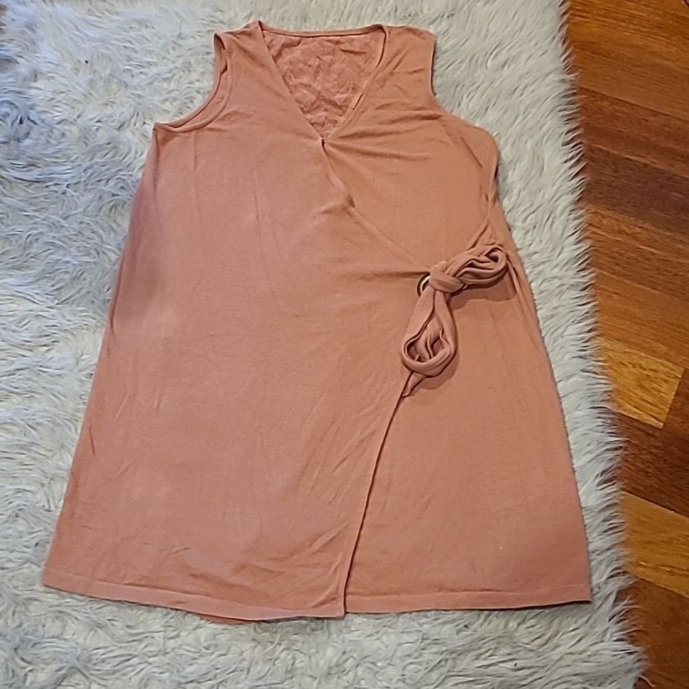 Roxy womens dusty rose‎ long cotton and lace waist tied vest size small